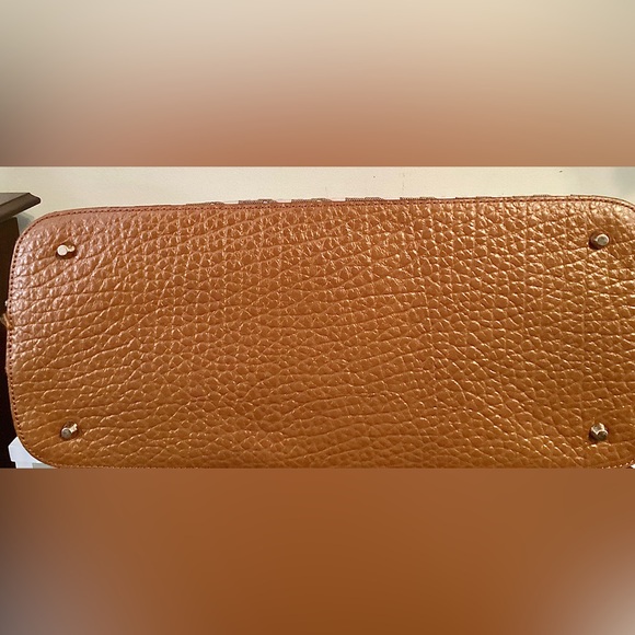 DKNY Large Tan & Brown Dome Monogram Satchel Bag w Strap - Picture 5 of 15